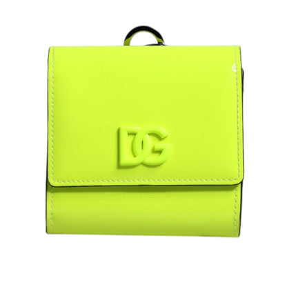 Dolce & Gabbana Yellow Green Bifold DG Logo Neck Strap Cardholder Wallet