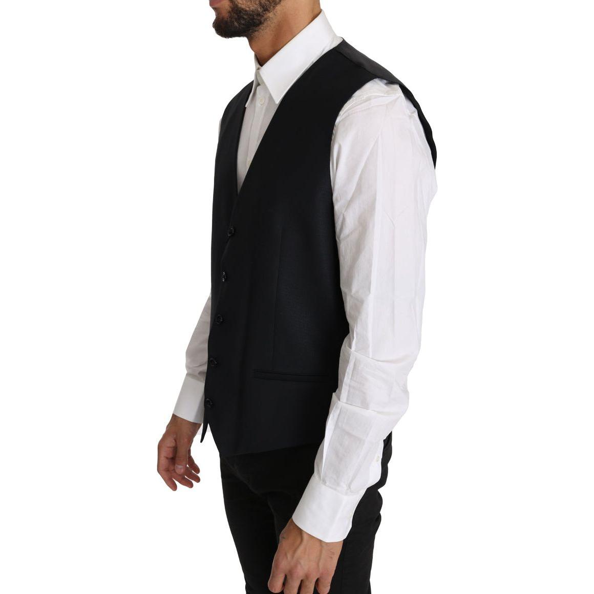 Dolce & Gabbana Elegant Gray Slim-Fit Wool-Silk Vest Dolce & Gabbana