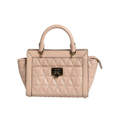 Michael Kors Peach Quilted Leather Logo Crossbody VIVIANNE Messenger Bag
