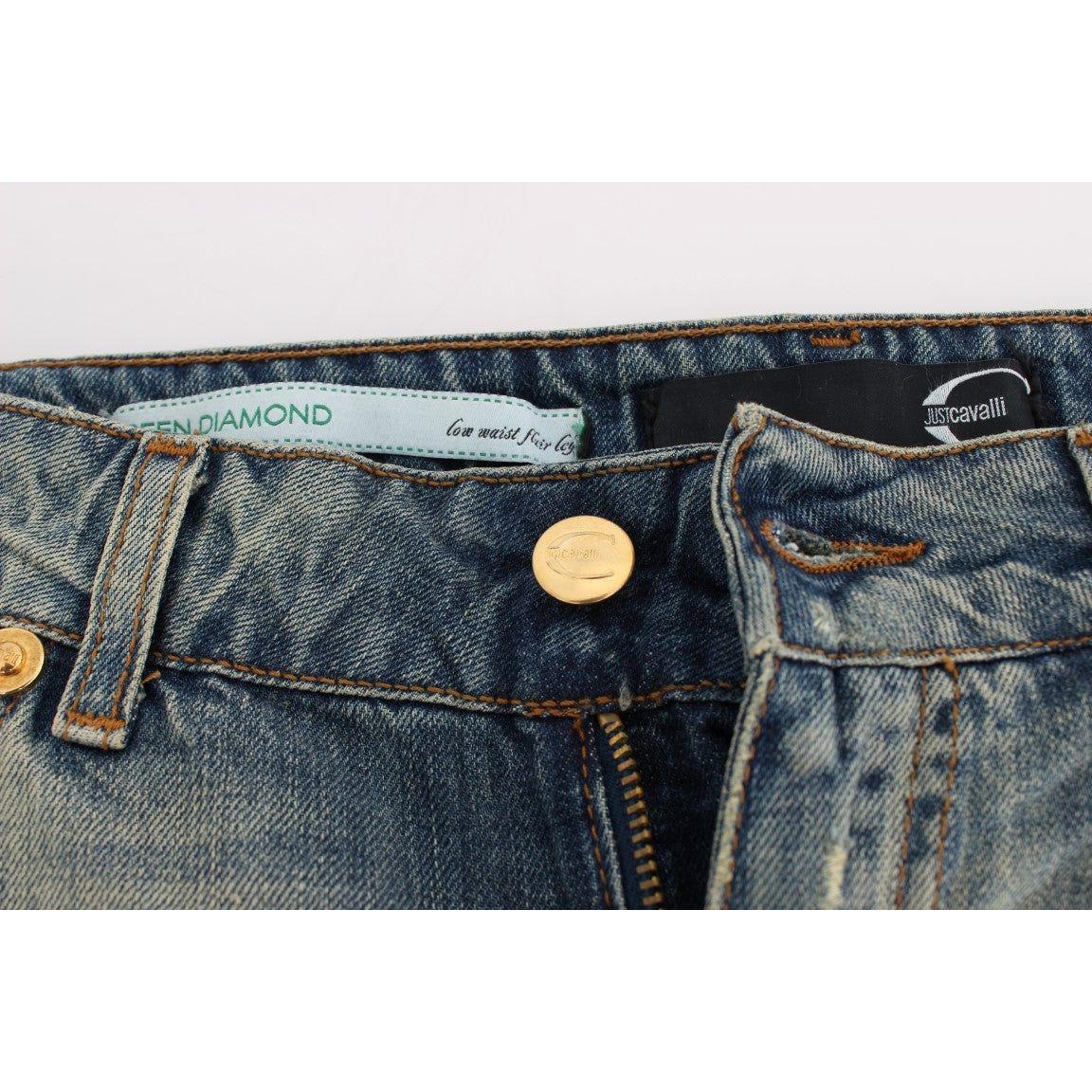 Cavalli Blue Cotton Low Waist Jeans