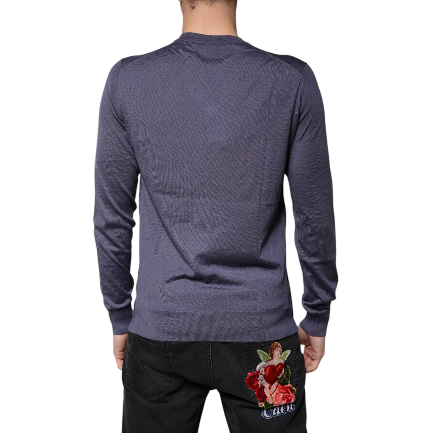 Dolce & Gabbana Gray Cashmere V-neck Men Pullover Sweater