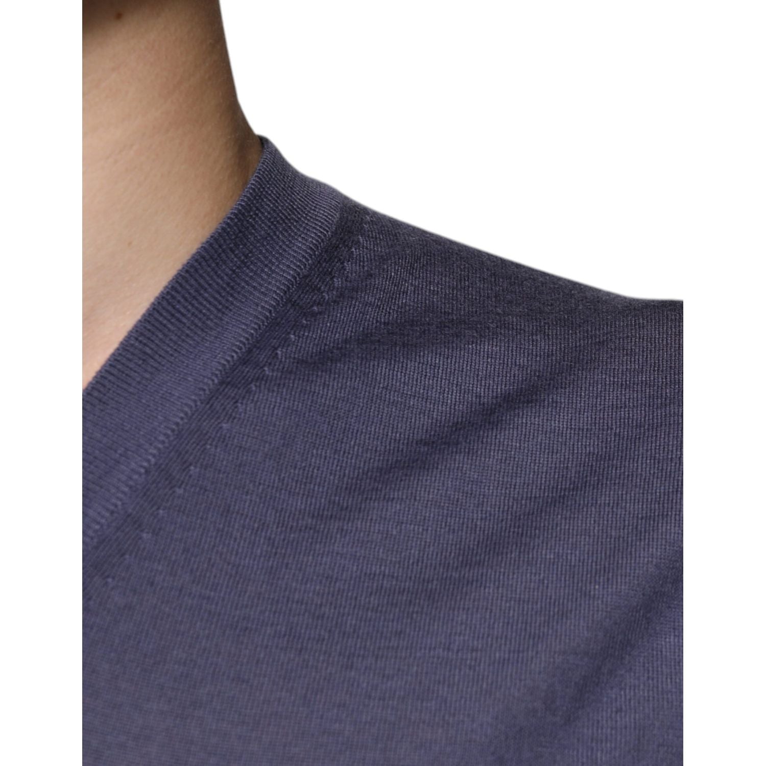 Dolce & Gabbana Gray Cashmere V-neck Men Pullover Sweater