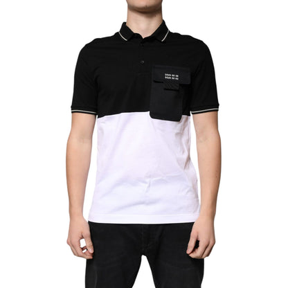 Dolce & Gabbana Black White Cotton Short Sleeves Polo T-shirt