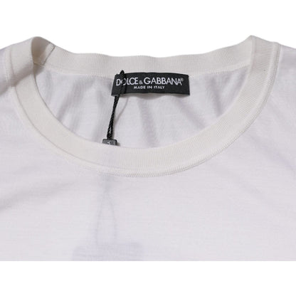 Dolce & Gabbana White Silk Crew Neck Men Pullover Sweater