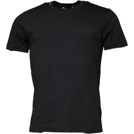Dolce & Gabbana Black Cotton Crew Neck Short Sleeves T-shirt