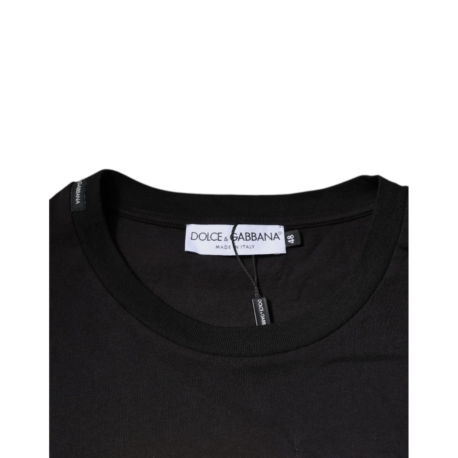 Dolce & Gabbana Black Logo Print Cotton Crew Neck T-shirt