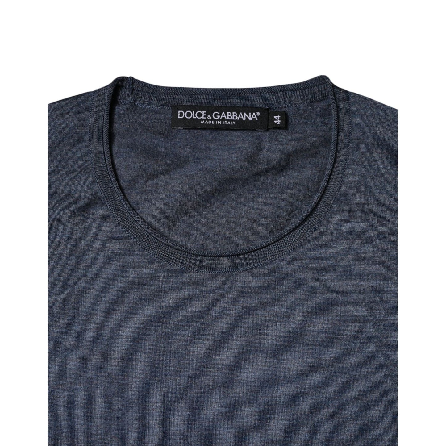 Dolce & Gabbana Dark Gray Silk Crew Neck Pullover Sweater