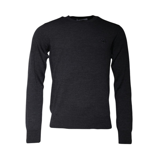 Dolce & Gabbana Dark Gray DG Logo Crew Neck Pullover Sweater