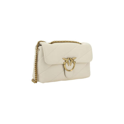 PINKO White Calf Leather Bos Taurus Shoulder Bag