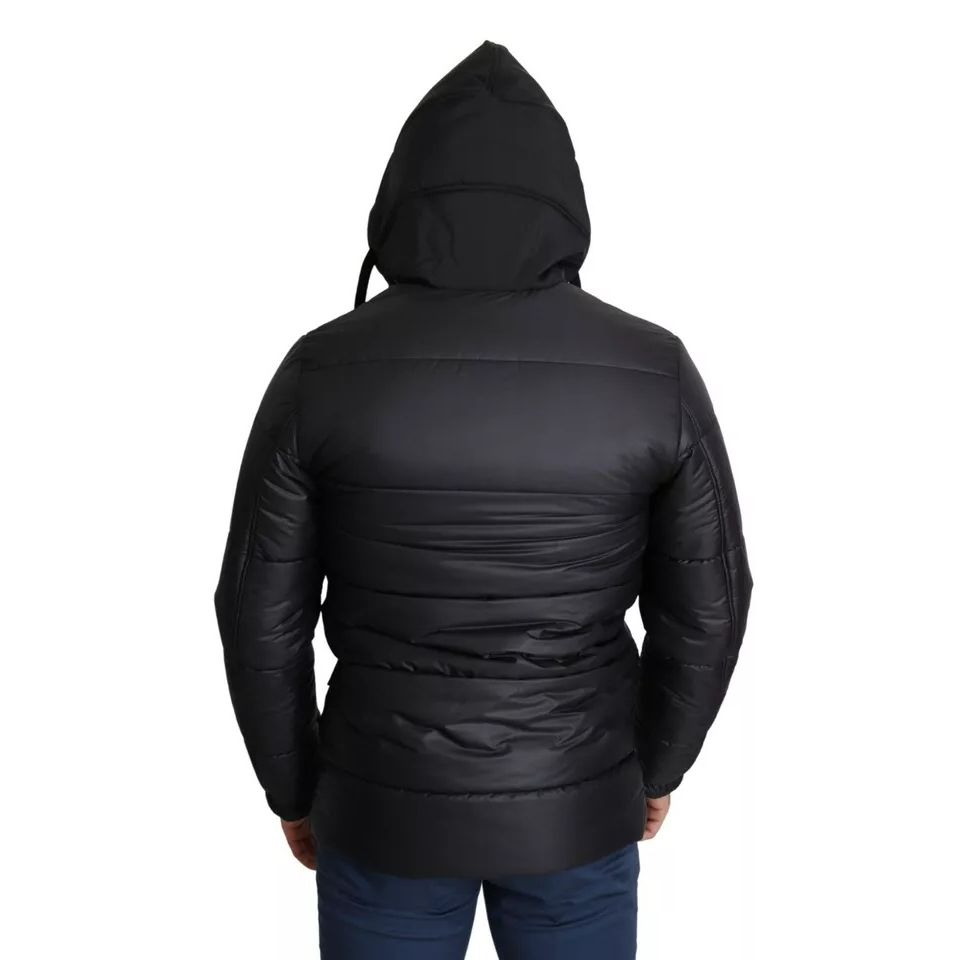 Dolce & Gabbana Black Hooded Polyester Men Coat Puffer Jacket
