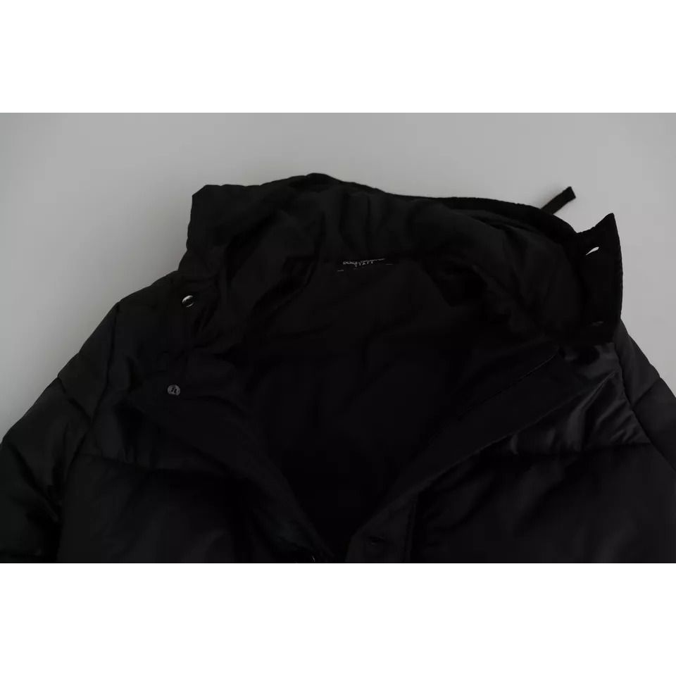 Dolce & Gabbana Black Hooded Polyester Men Coat Puffer Jacket