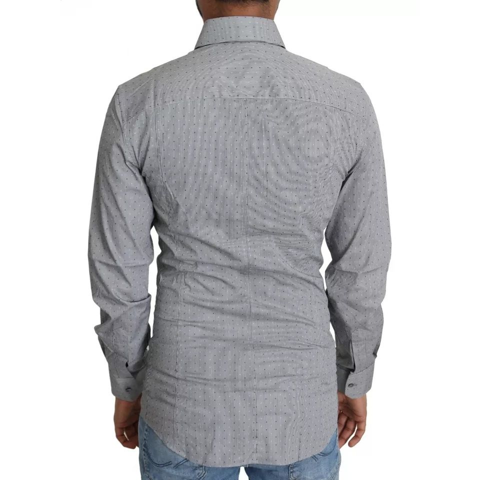 Dolce & Gabbana Gray SICILIA Dotted Semi Fitted Formal Shirt
