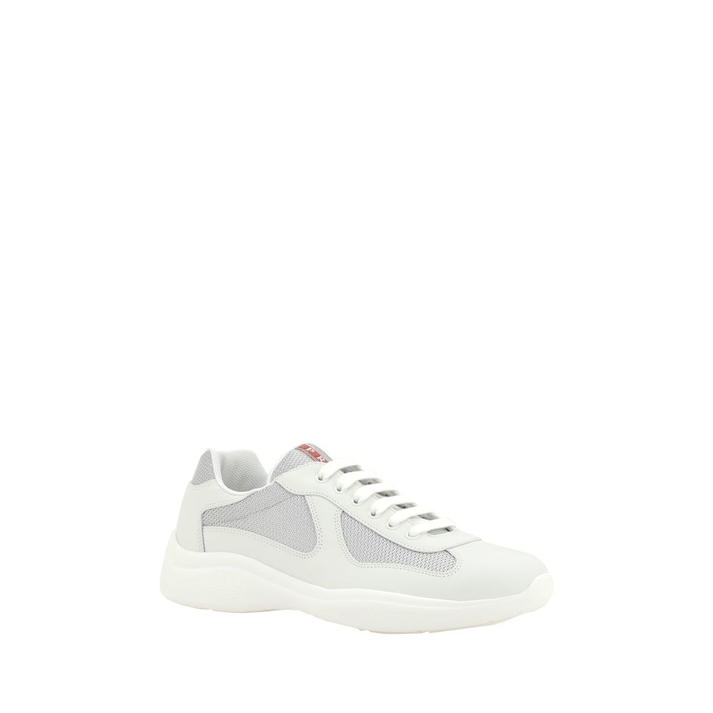 Prada White Calf Leather Bos Taurus Low Top Sneakers