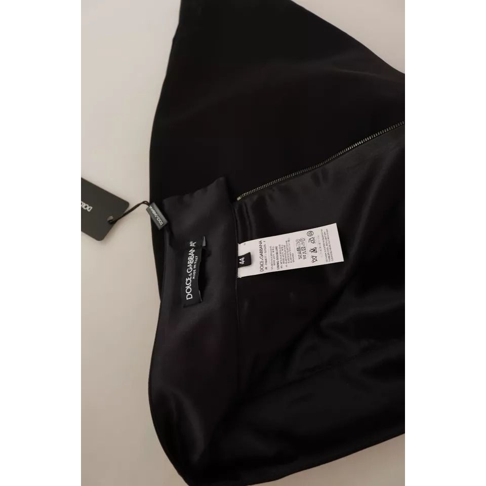 Dolce & Gabbana Black Silk High Waist Mini Pencil Cut Skirt