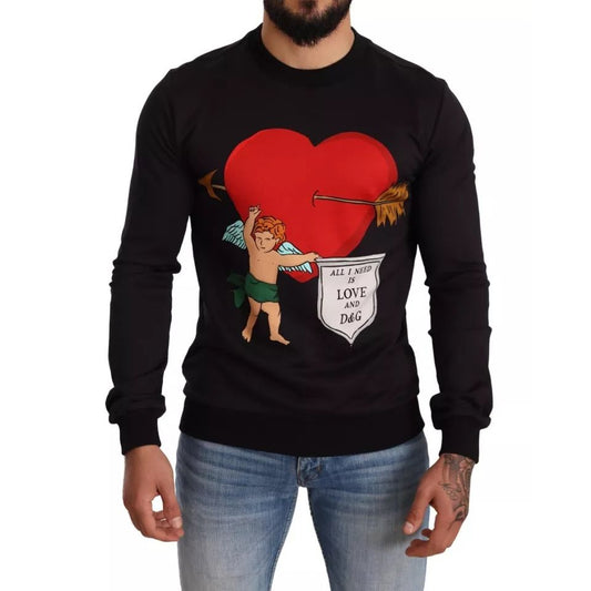 Dolce & Gabbana Black Cupid Print Hoodie Sweatshirt Sweater