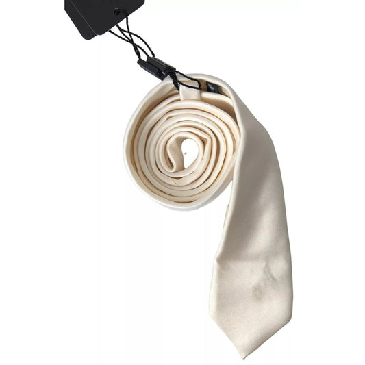 Dolce & Gabbana Off White Satin Silk Classic Men Necktie