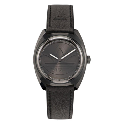 Adidas Black Leather Dress Watch