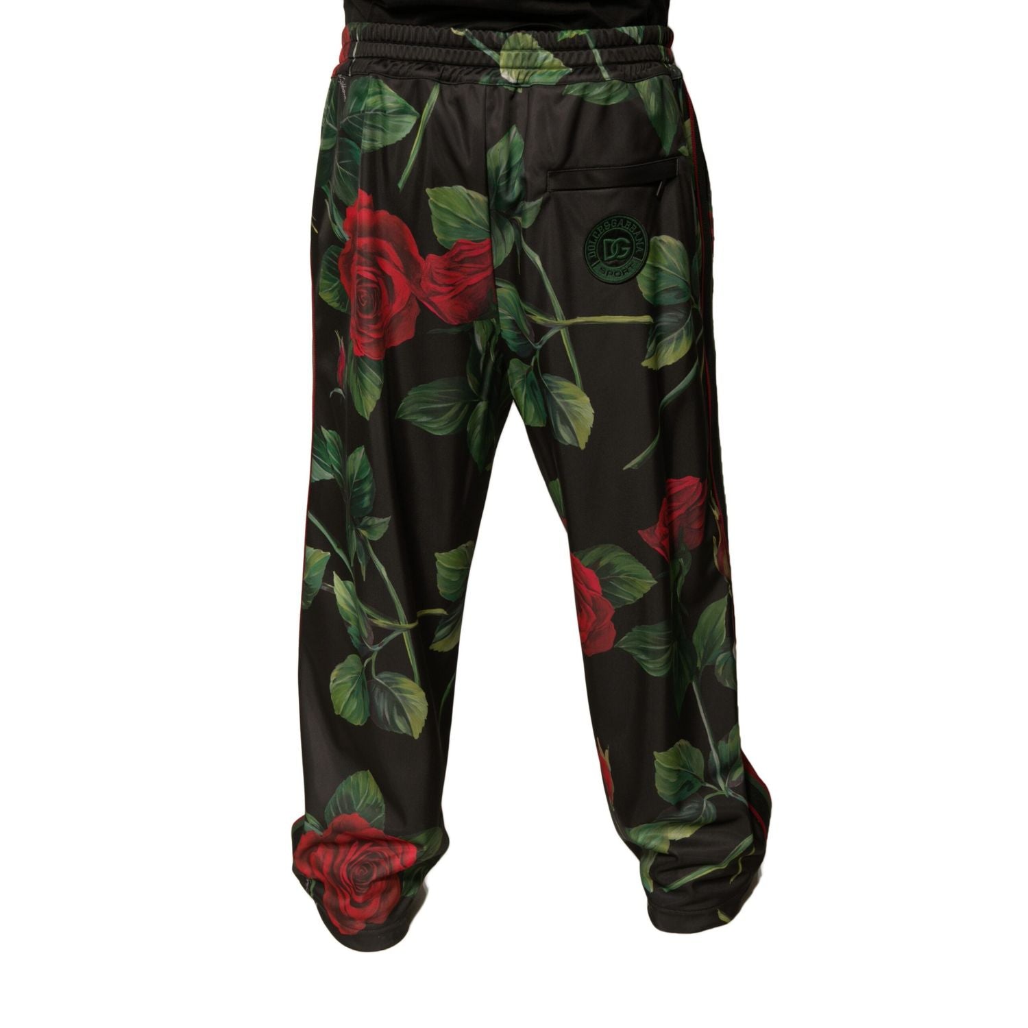 Dolce & Gabbana Black Floral Polyester Jogger Sweatpants Pants