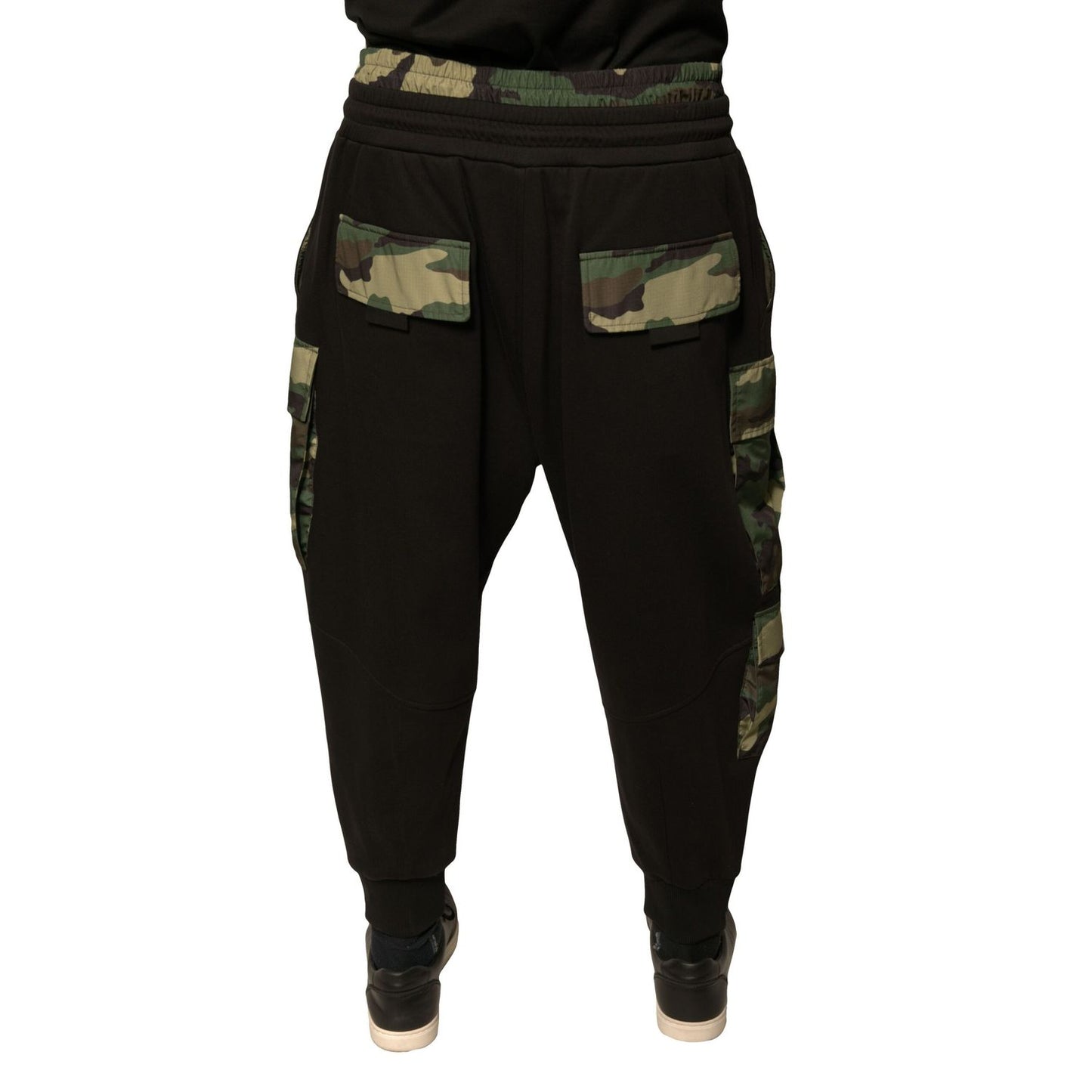 Dolce & Gabbana Black Camouflage Cotton Jogger Cargo Pants
