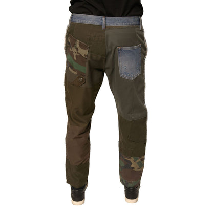 Dolce & Gabbana Blue Tattered Straight Cropped Denim Jeans