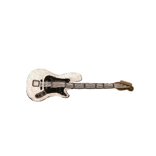 Dolce & Gabbana Gold Brass Beaded Guitar Pin Brooch