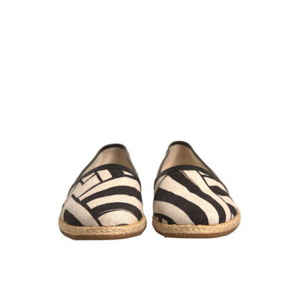 Dolce & Gabbana Black White Stripes Slip On Espadrille Shoes