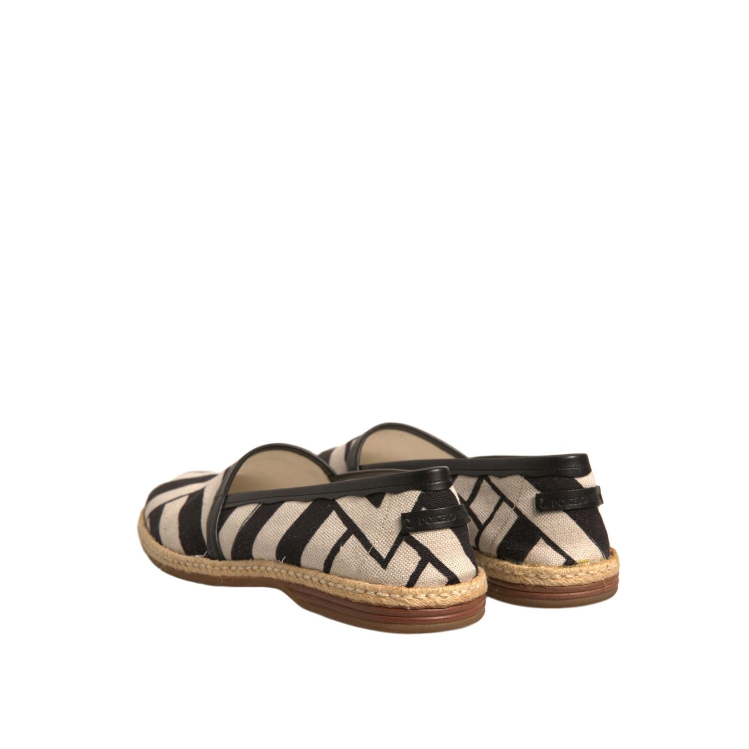Dolce & Gabbana Black White Stripes Slip On Espadrille Shoes