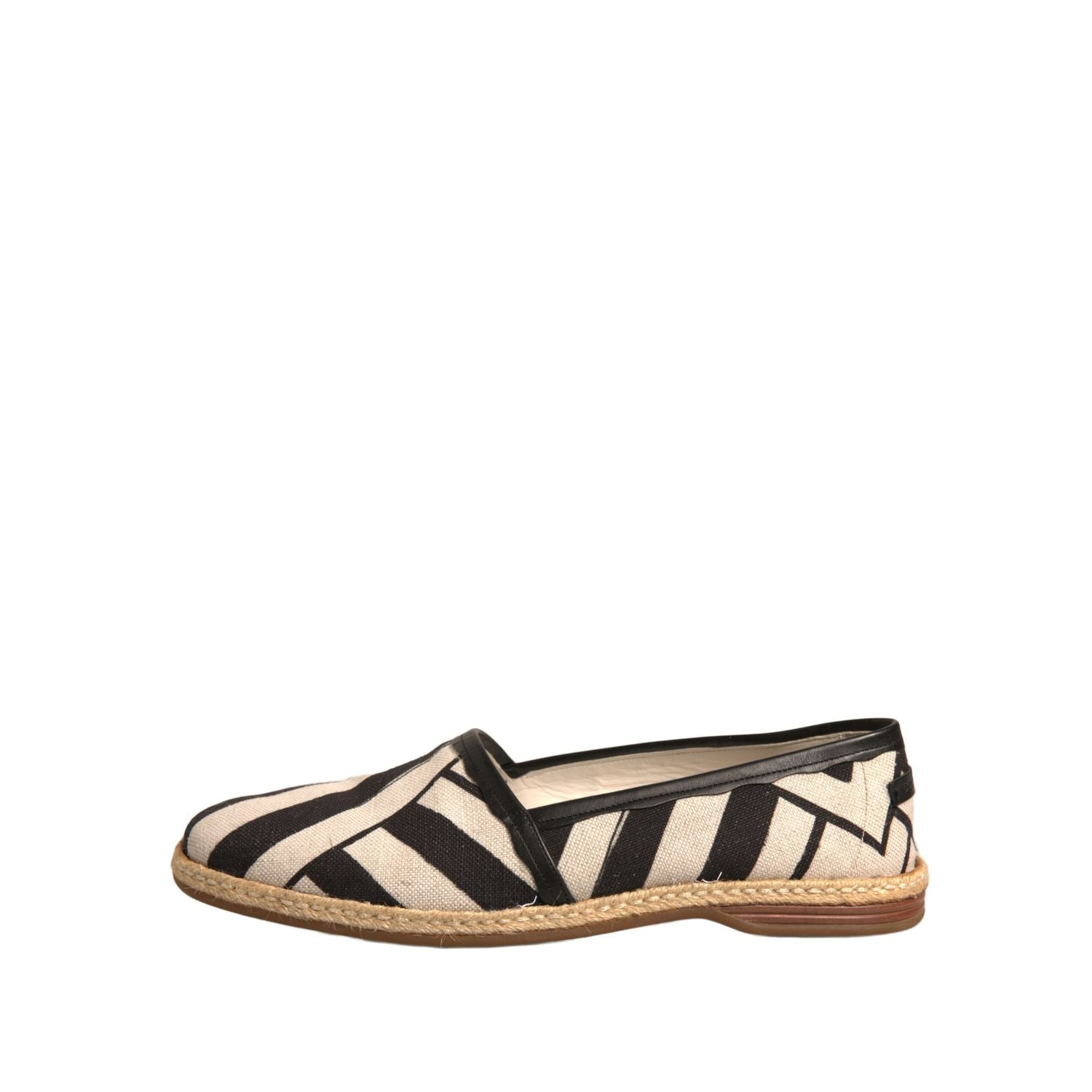 Dolce & Gabbana Black White Stripes Slip On Espadrille Shoes