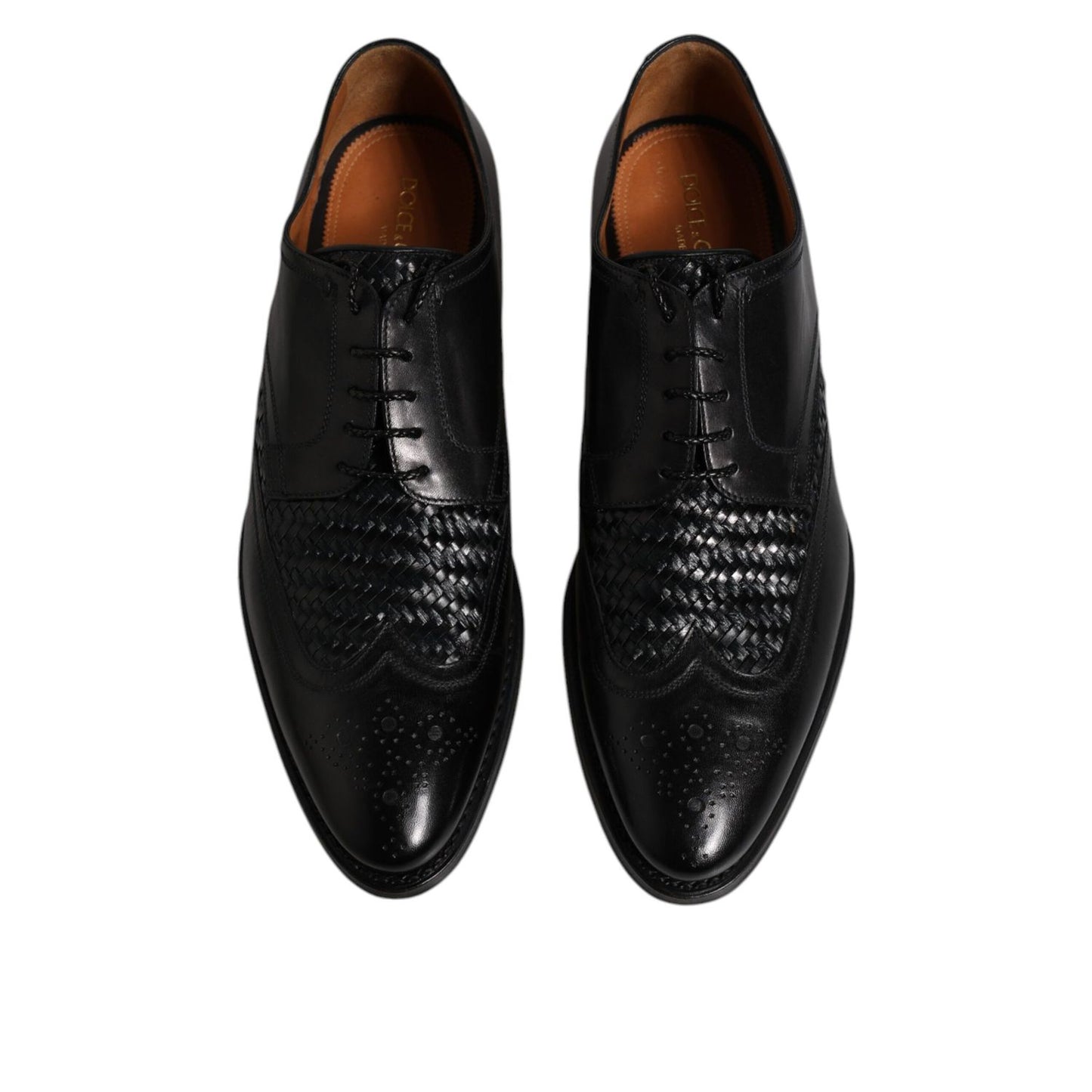 Dolce & Gabbana Black Leather Derby Wingtip Lace Up Formal Dress Shoes