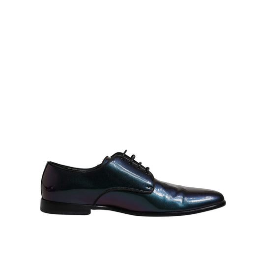 Dolce & Gabbana Multicolor Peacock Patent Leather Derby Men Dress Shoes