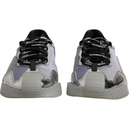 Dolce & Gabbana Silver Black Nylon NS1 Low Top Sneakers Shoes