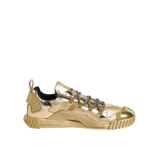 Dolce & Gabbana Gold Stretch Lace Up NS1 Sneakers Shoes