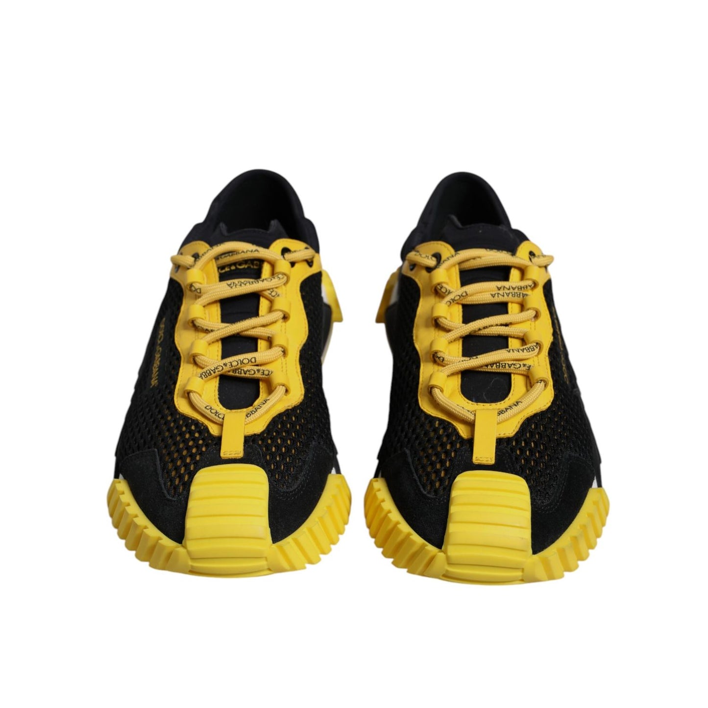 Dolce & Gabbana Black Yellow Low Top NS1 Sneakers Shoes