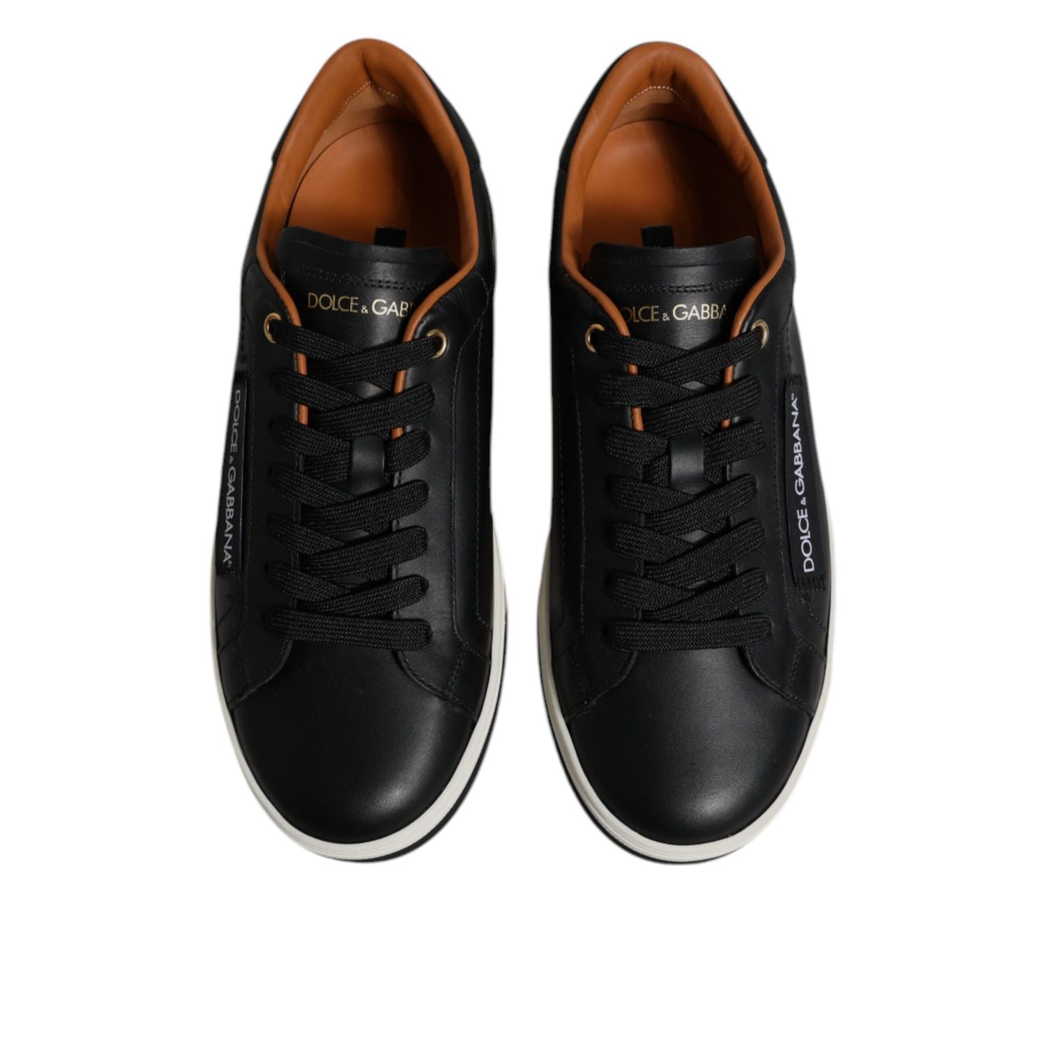 Dolce & Gabbana Black Leather Low Top Men Sneakers Shoes