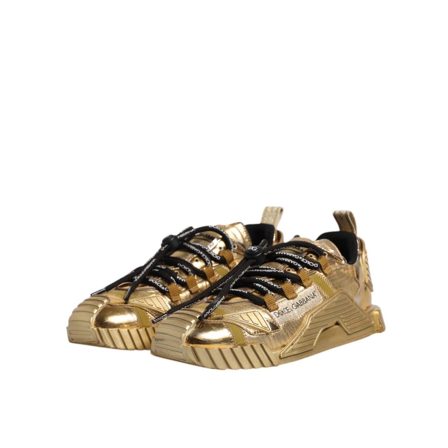Dolce & Gabbana Gold Stretch Lace Up NS1 Sneakers Shoes