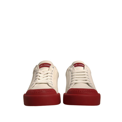 Dolce & Gabbana Shoes White Leather Logo Portofino Sneakers