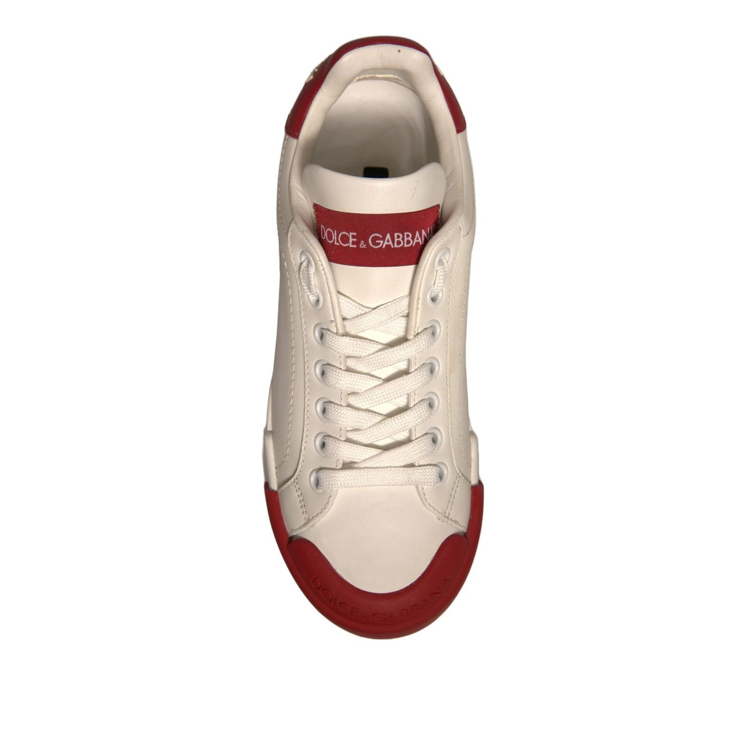 Dolce & Gabbana Shoes White Leather Logo Portofino Sneakers