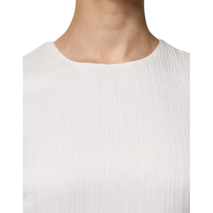 Peserico White Sleeveless Round Neck Shift Long Maxi Dress