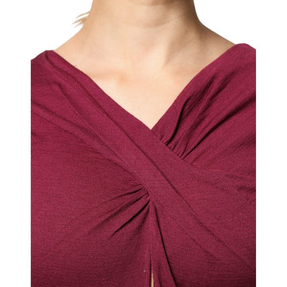 Roberto Cavalli Maroon Jumper Keyhole Knit Pullover Sweater