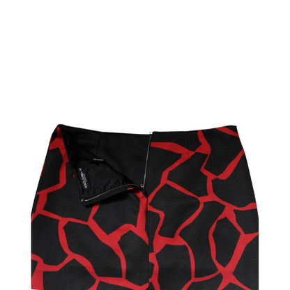 Dolce & Gabbana Black Red Abstract Mid Waist A-line Mini Skirt