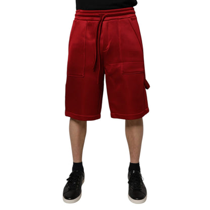 Dolce & Gabbana Maroon Viscose Nylon Mid Waist Bermuda Shorts