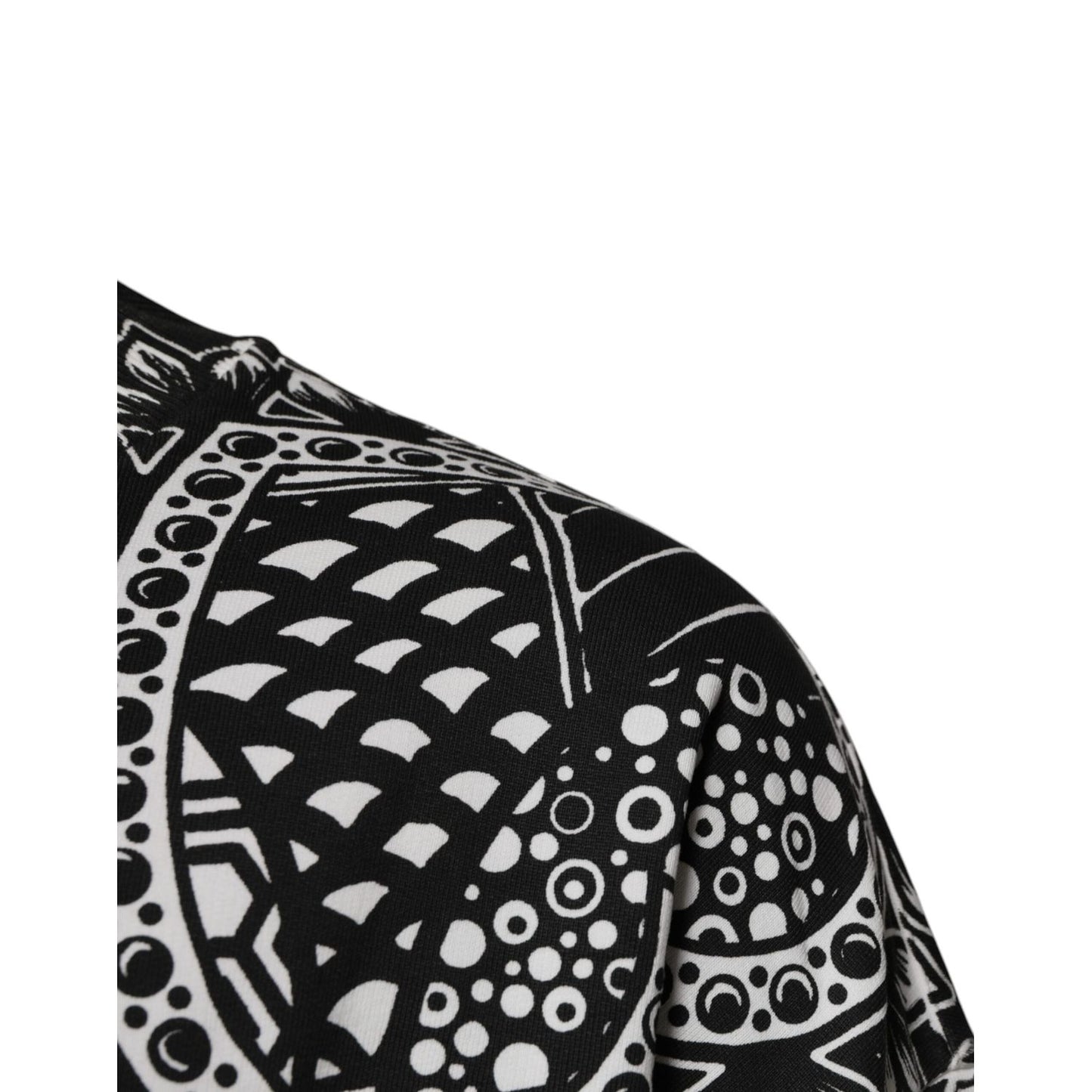 Dolce & Gabbana White Black Print Cotton Sweatshirt Sweater