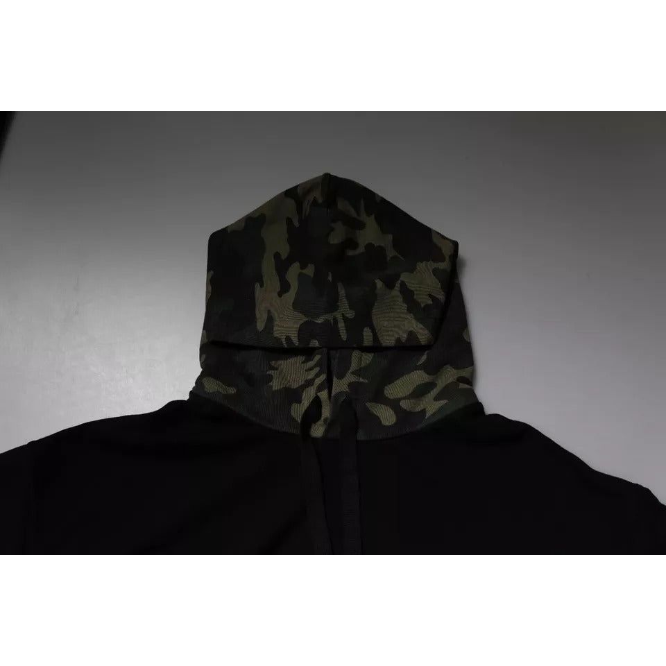 Dolce & Gabbana Black Camouflage Hooded Sweatshirt Sweater