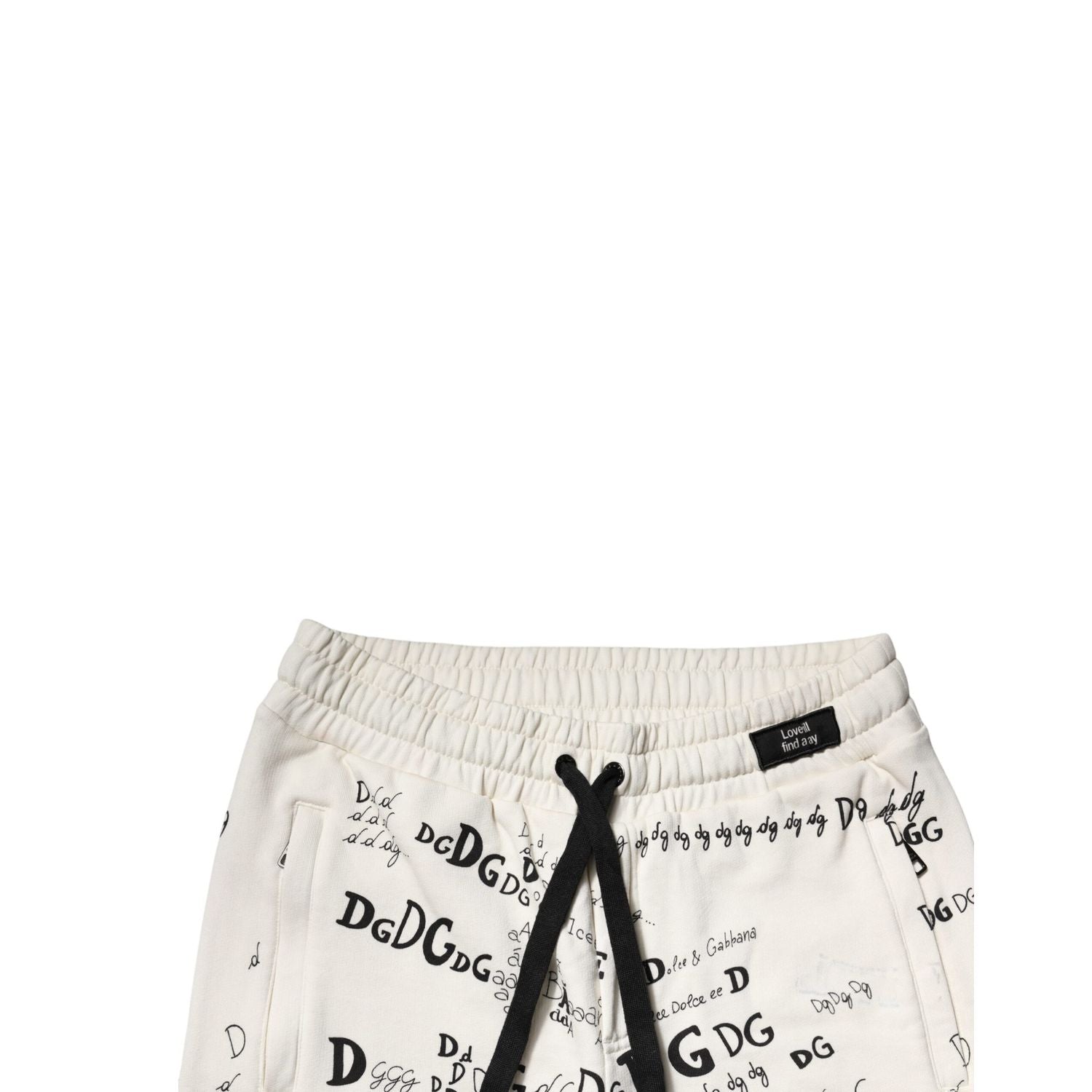 Dolce & Gabbana White Printed Cotton Jogger Sweatpants Pants