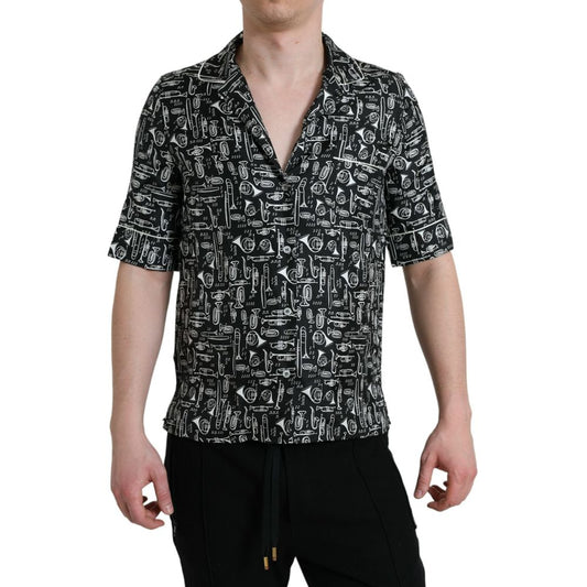 Dolce & Gabbana Black Silk Pattern Shirt
