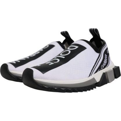 Dolce & Gabbana White Black Slip On Sorrento Sneakers Shoes