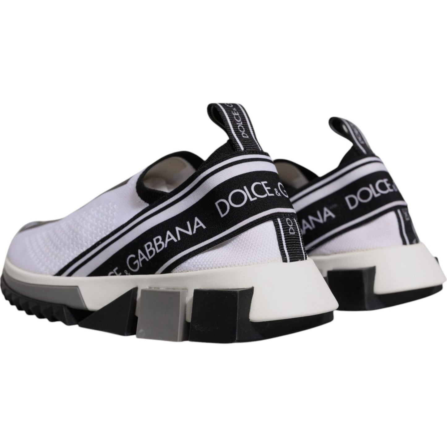 Dolce & Gabbana White Black Slip On Sorrento Sneakers Shoes