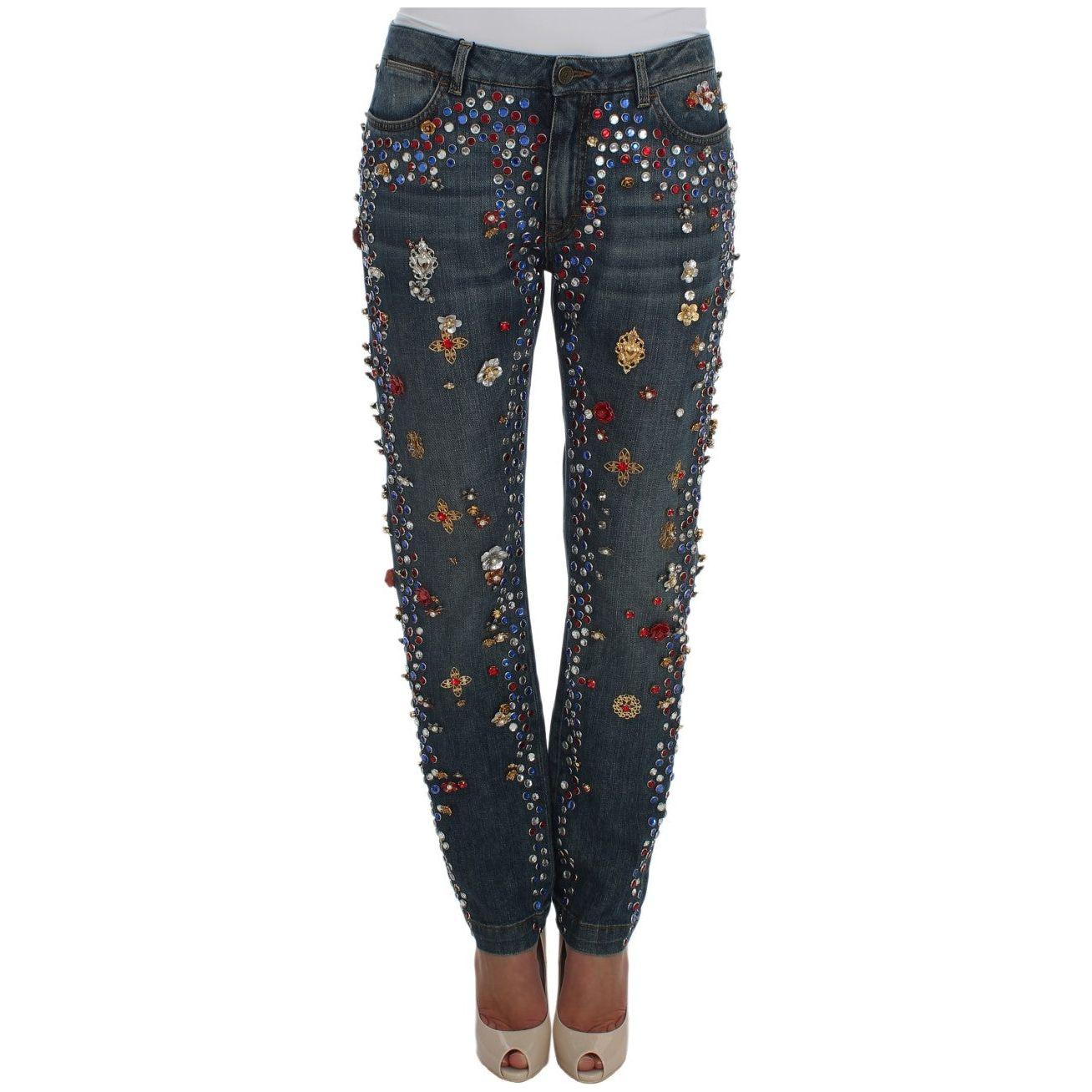 Dolce & Gabbana Enchanted Sicily Crystal Heart Boyfriend Jeans Dolce & Gabbana