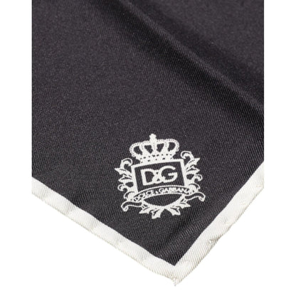 Dolce & Gabbana Black Crown Logo Square Handkerchief Scarf