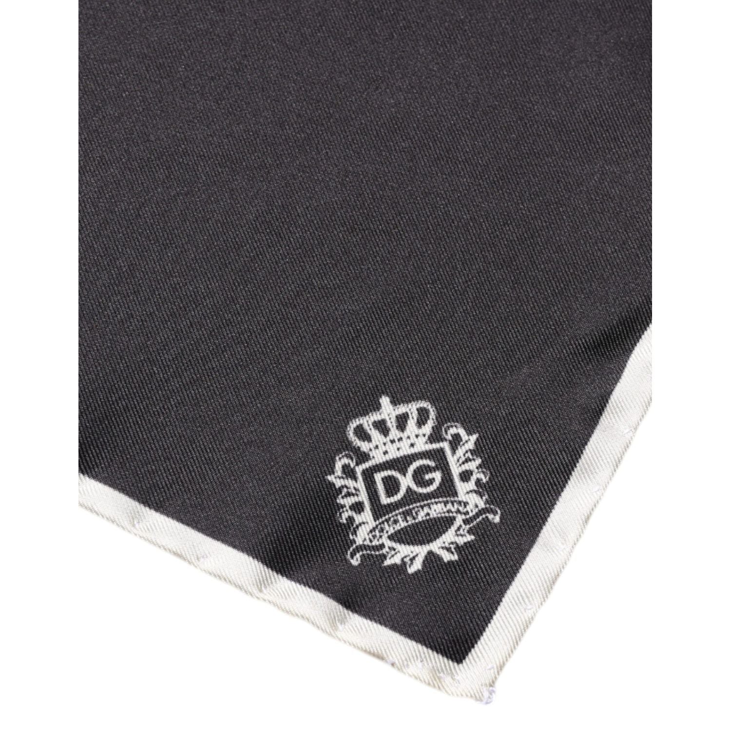 Dolce & Gabbana Black Crown Logo Square Handkerchief Scarf